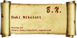 Baki Nikolett névjegykártya